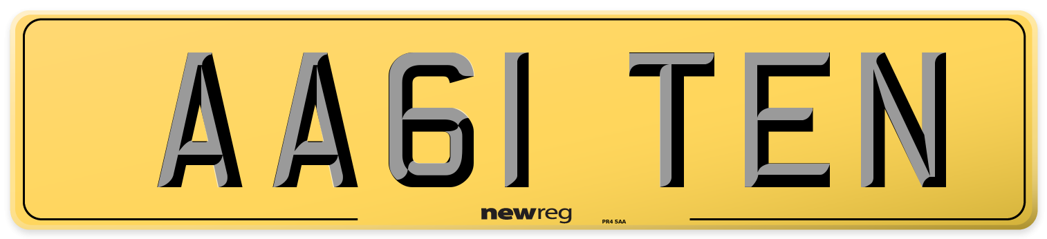 AA61 TEN Rear Number Plate