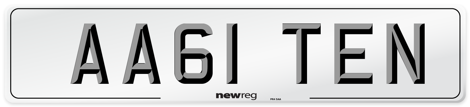 AA61 TEN Front Number Plate