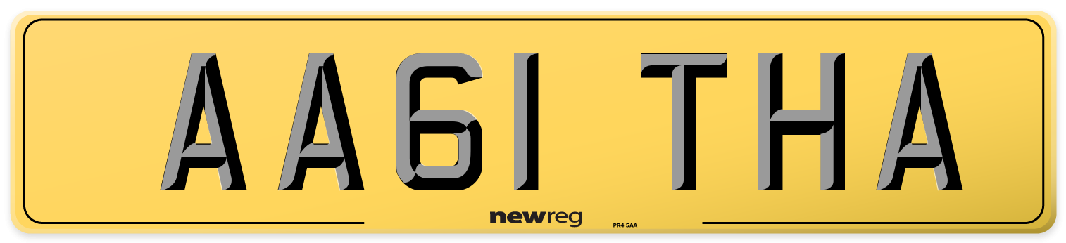 AA61 THA Rear Number Plate