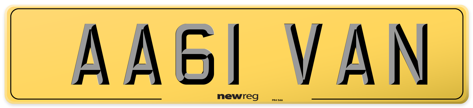 AA61 VAN Rear Number Plate