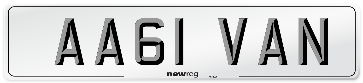 AA61 VAN Front Number Plate