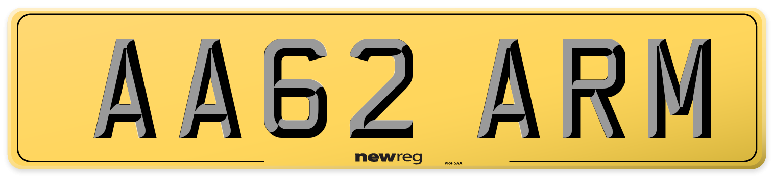 AA62 ARM Rear Number Plate