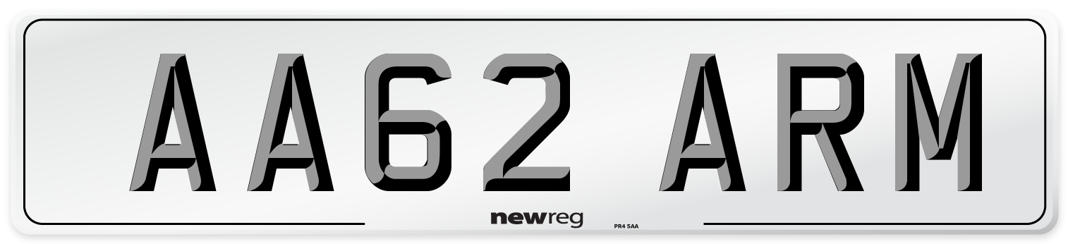 AA62 ARM Front Number Plate