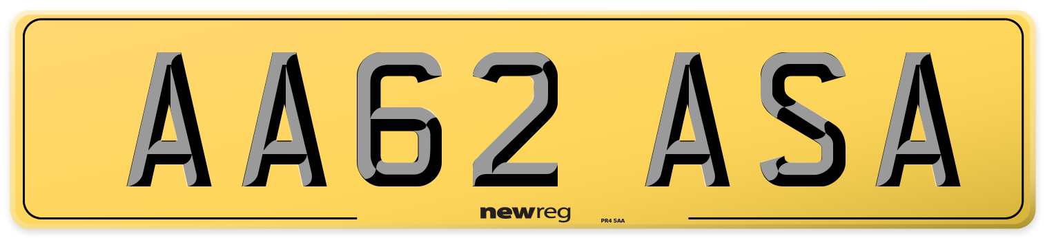 AA62 ASA Rear Number Plate