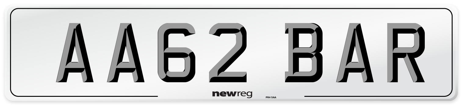 AA62 BAR Front Number Plate