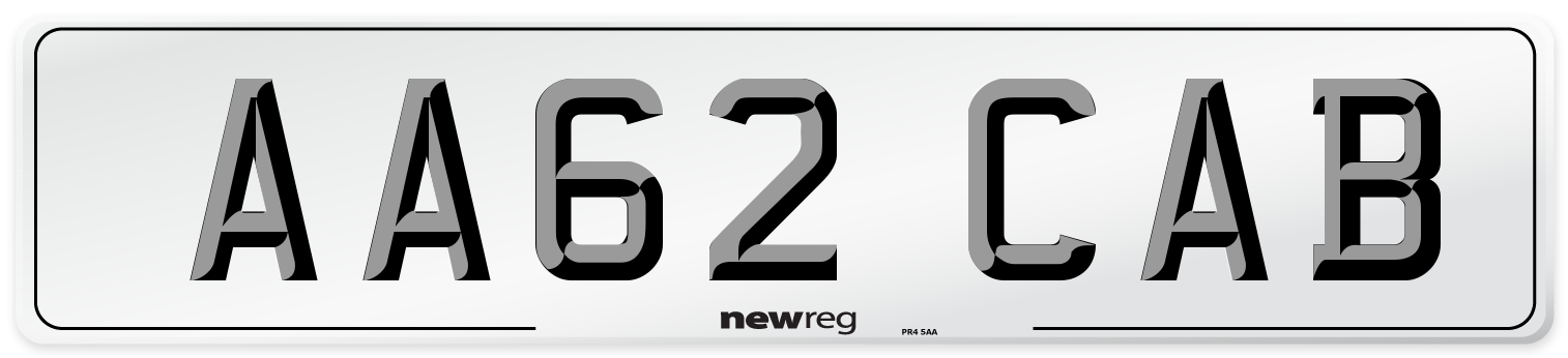 AA62 CAB Front Number Plate