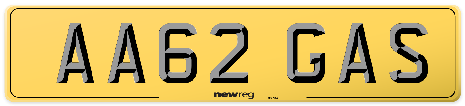 AA62 GAS Rear Number Plate