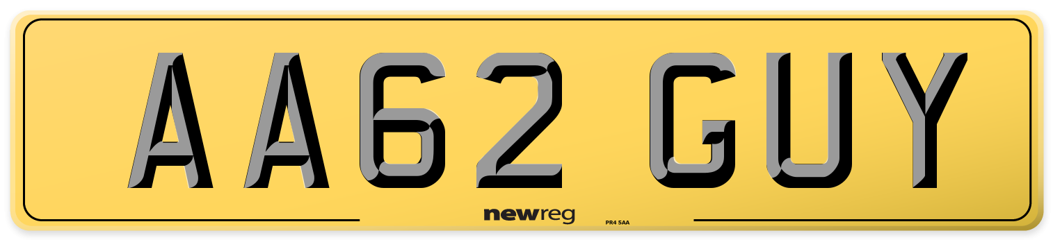 AA62 GUY Rear Number Plate