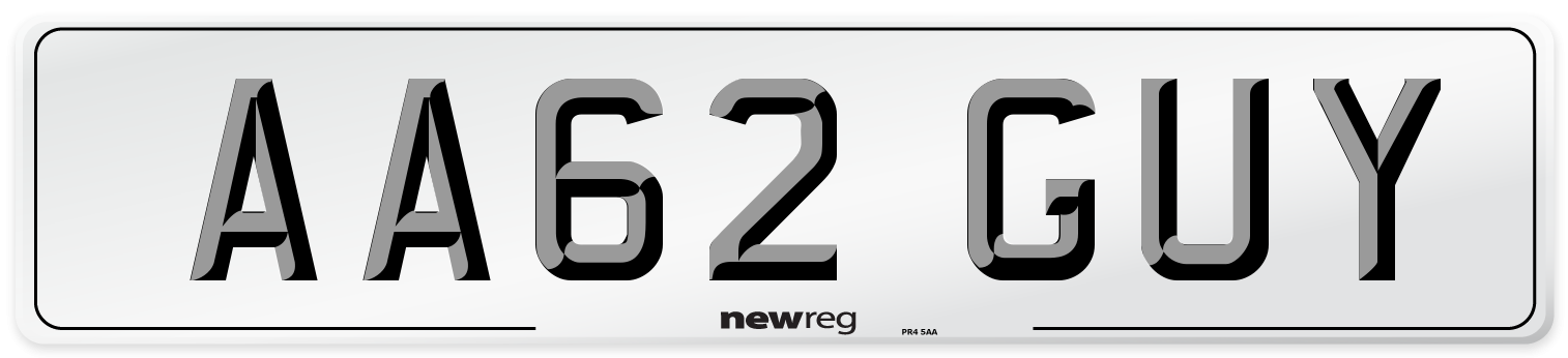 AA62 GUY Front Number Plate