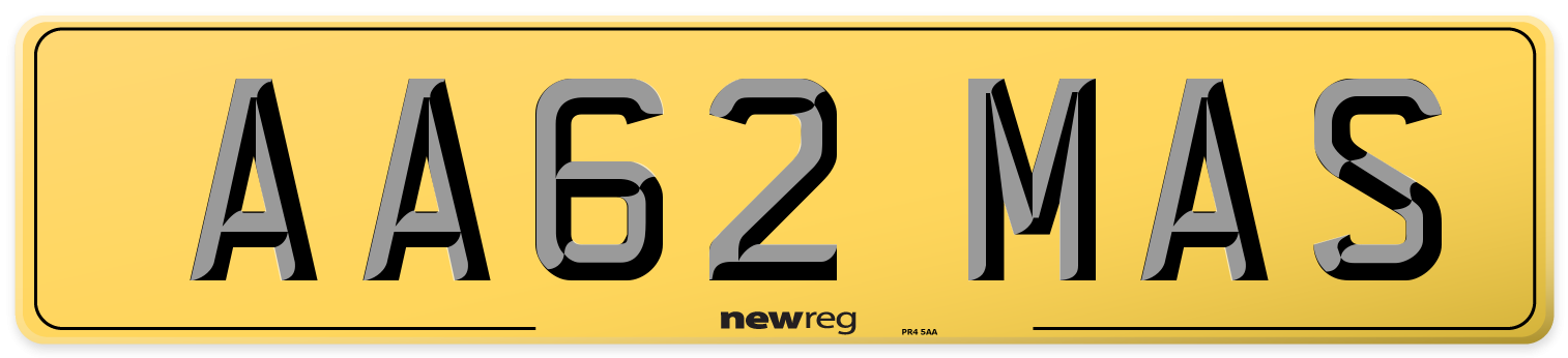 AA62 MAS Rear Number Plate