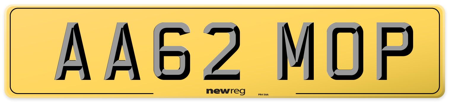 AA62 MOP Rear Number Plate
