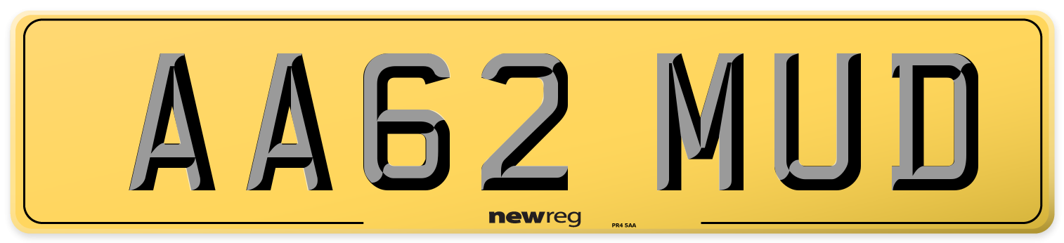 AA62 MUD Rear Number Plate