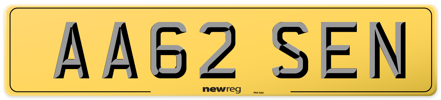 AA62 SEN Rear Number Plate