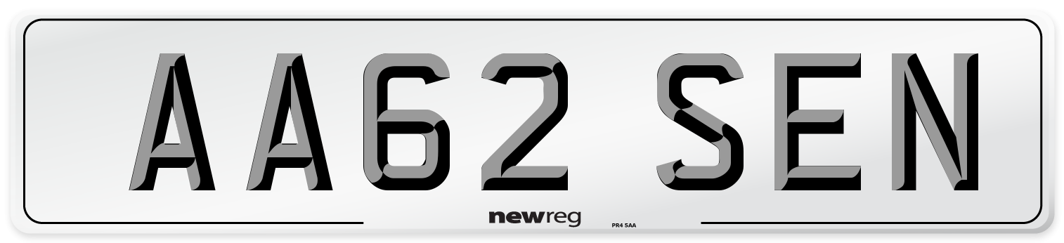 AA62 SEN Front Number Plate