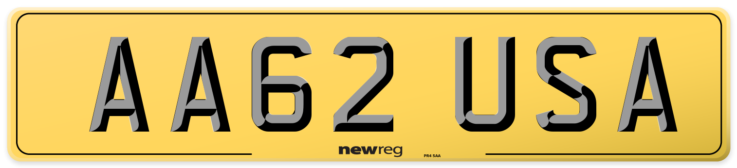 AA62 USA Rear Number Plate