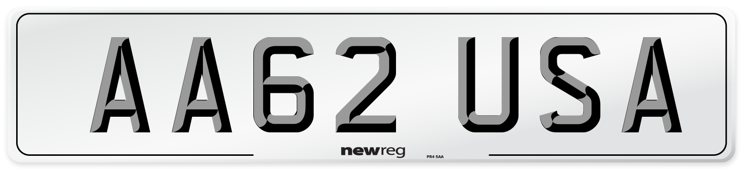 AA62 USA Front Number Plate
