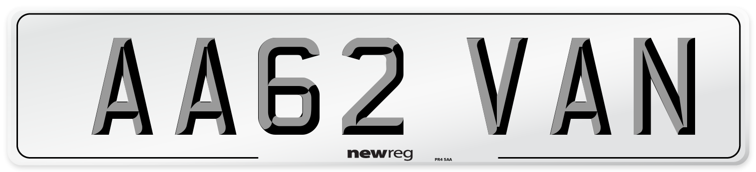 AA62 VAN Front Number Plate