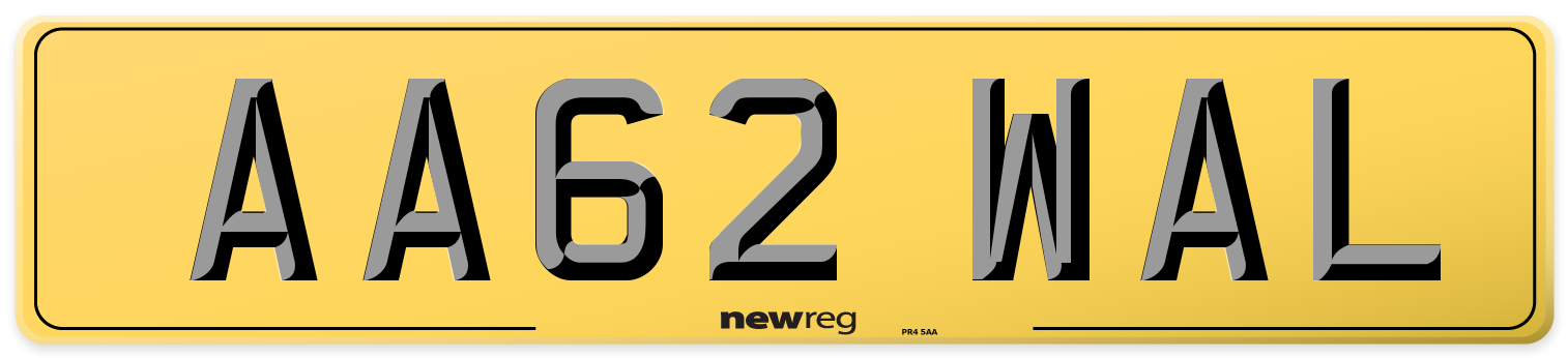 AA62 WAL Rear Number Plate