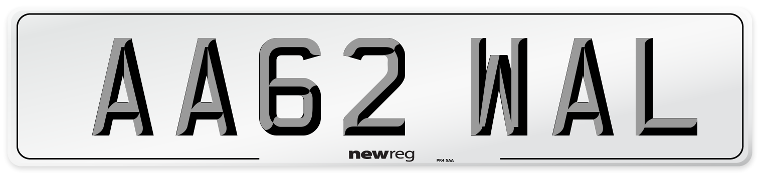AA62 WAL Front Number Plate