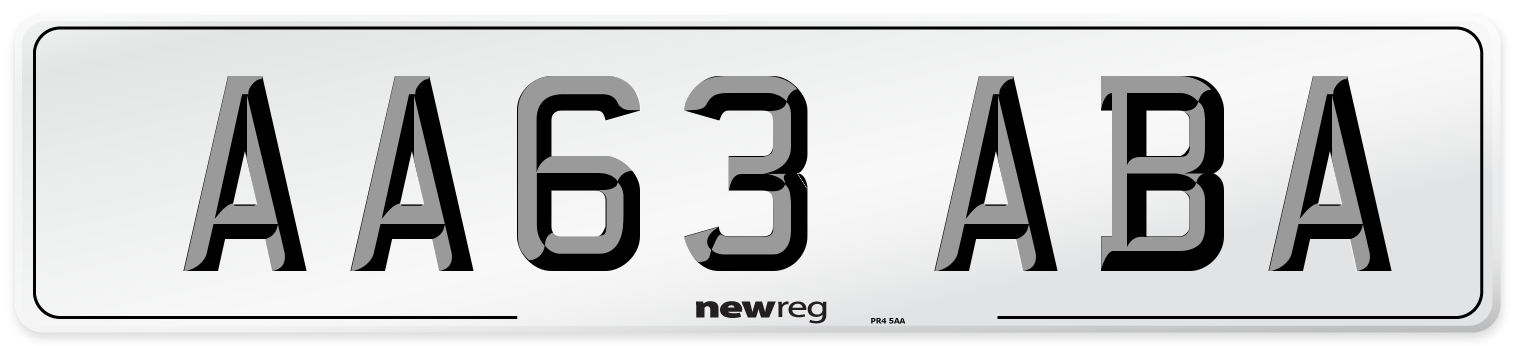 AA63 ABA Front Number Plate