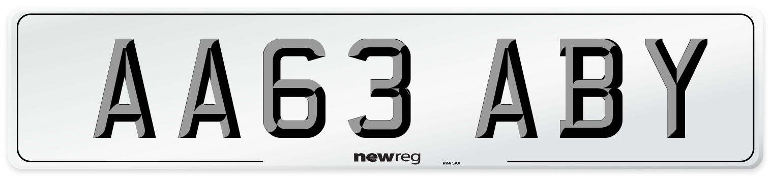 AA63 ABY Front Number Plate