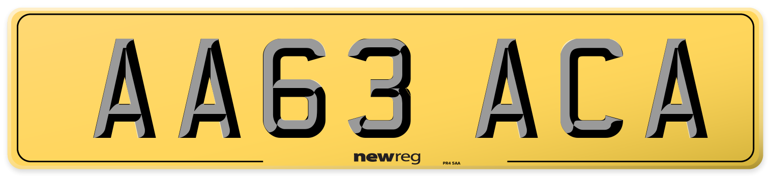 AA63 ACA Rear Number Plate