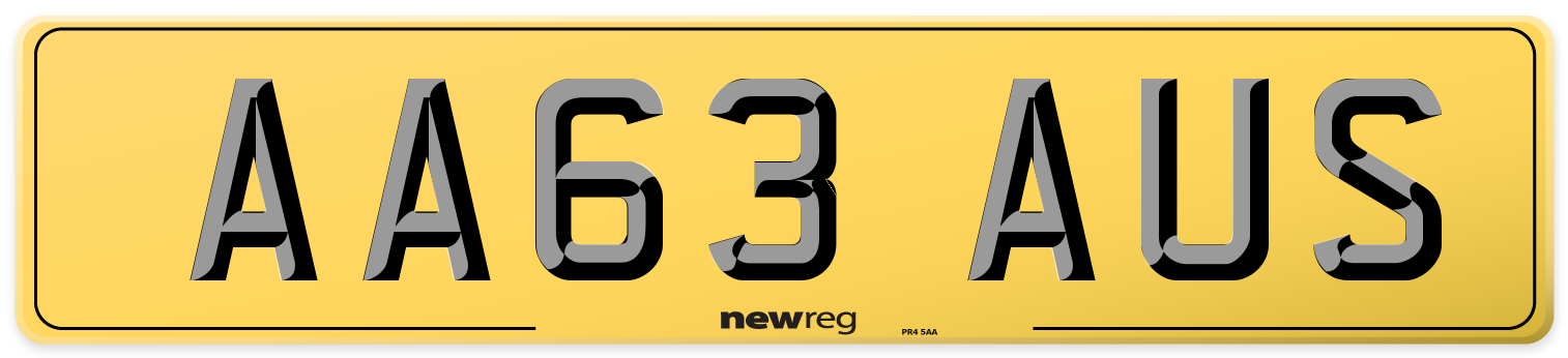 AA63 AUS Rear Number Plate