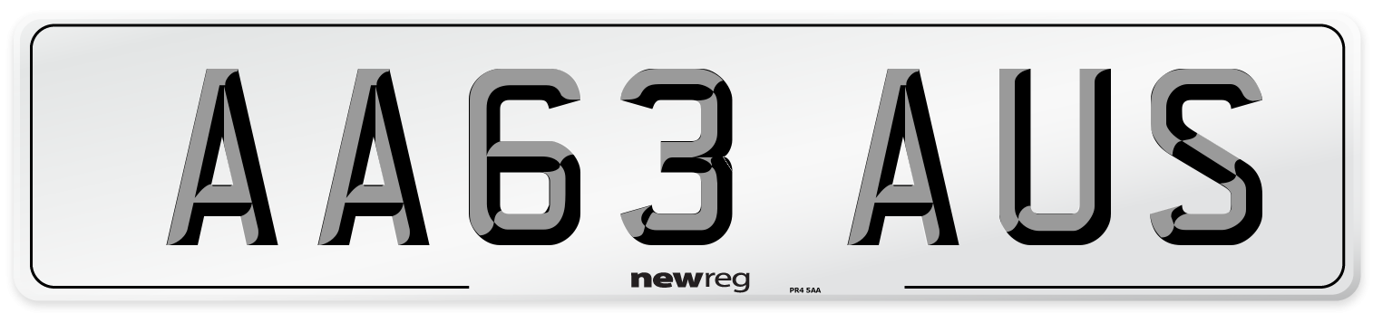 AA63 AUS Front Number Plate