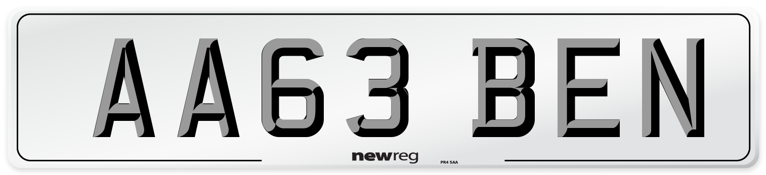 AA63 BEN Front Number Plate