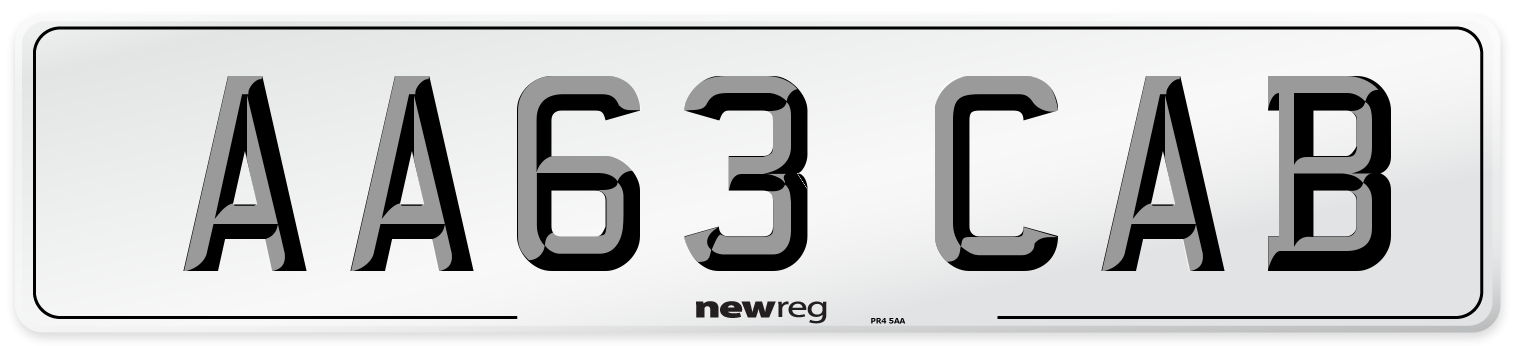 AA63 CAB Front Number Plate