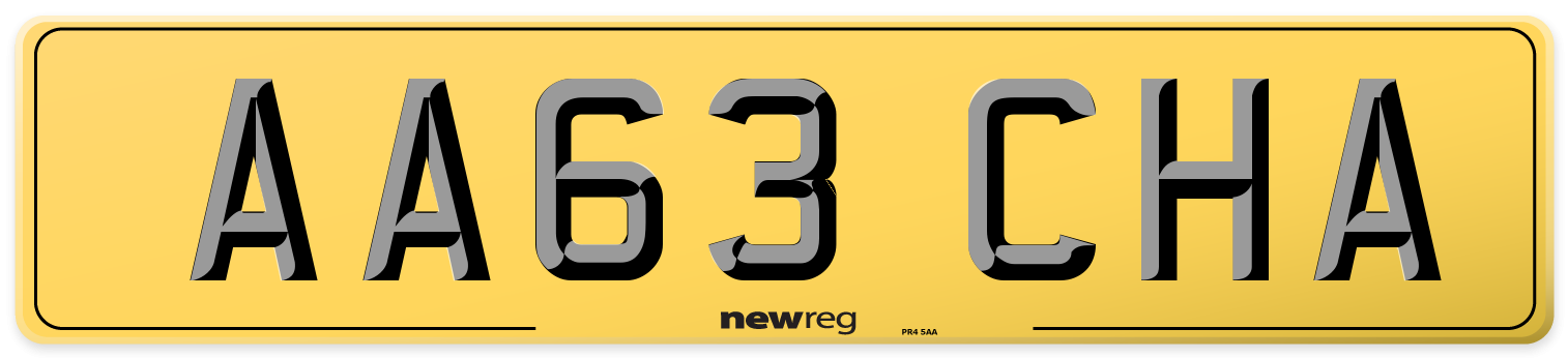 AA63 CHA Rear Number Plate
