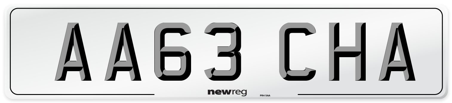 AA63 CHA Front Number Plate
