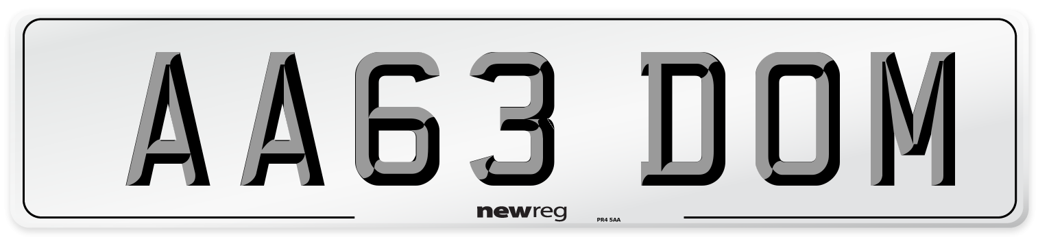 AA63 DOM Front Number Plate