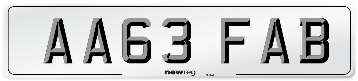 AA63 FAB Front Number Plate