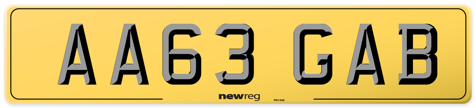 AA63 GAB Rear Number Plate