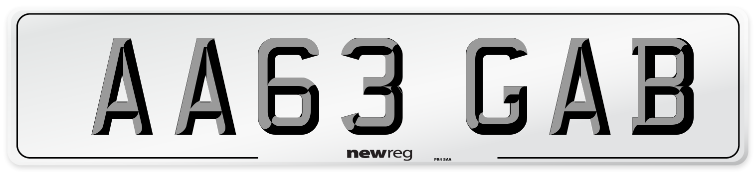 AA63 GAB Front Number Plate