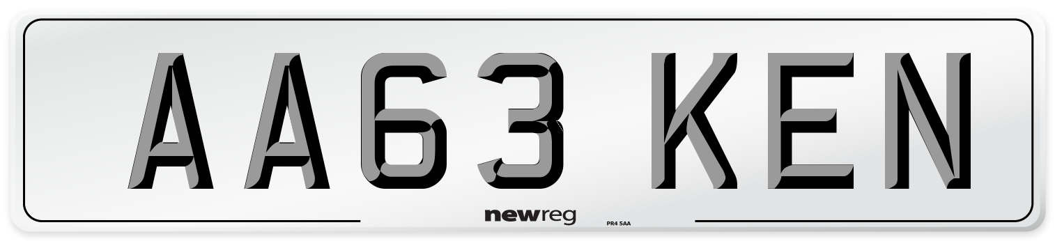 AA63 KEN Front Number Plate