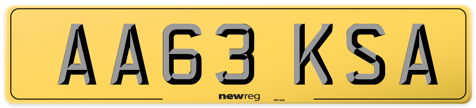 AA63 KSA Rear Number Plate