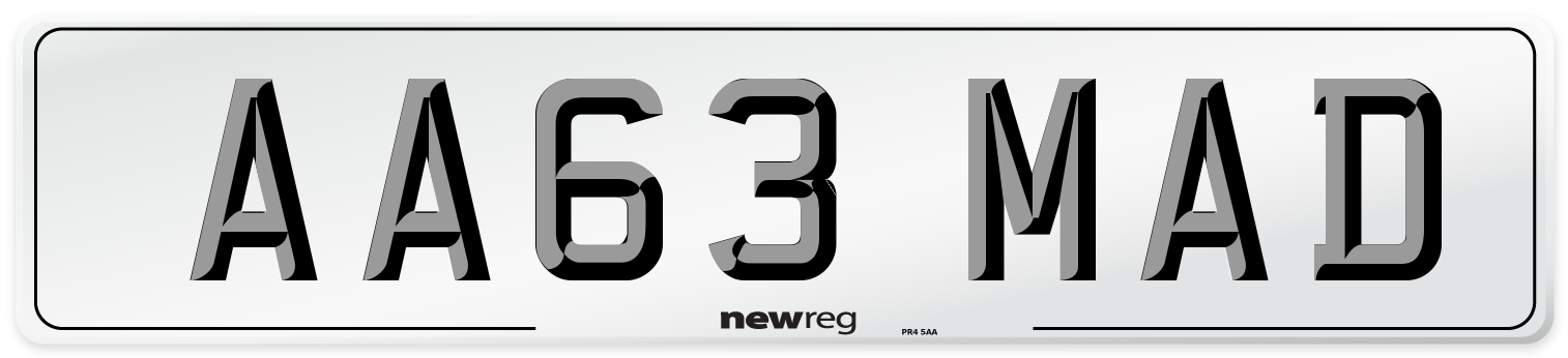 AA63 MAD Front Number Plate