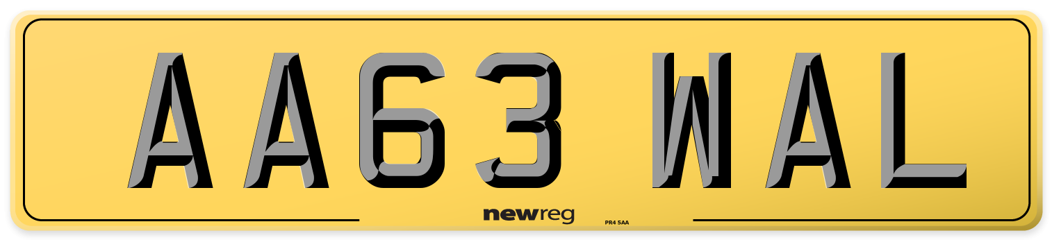 AA63 WAL Rear Number Plate