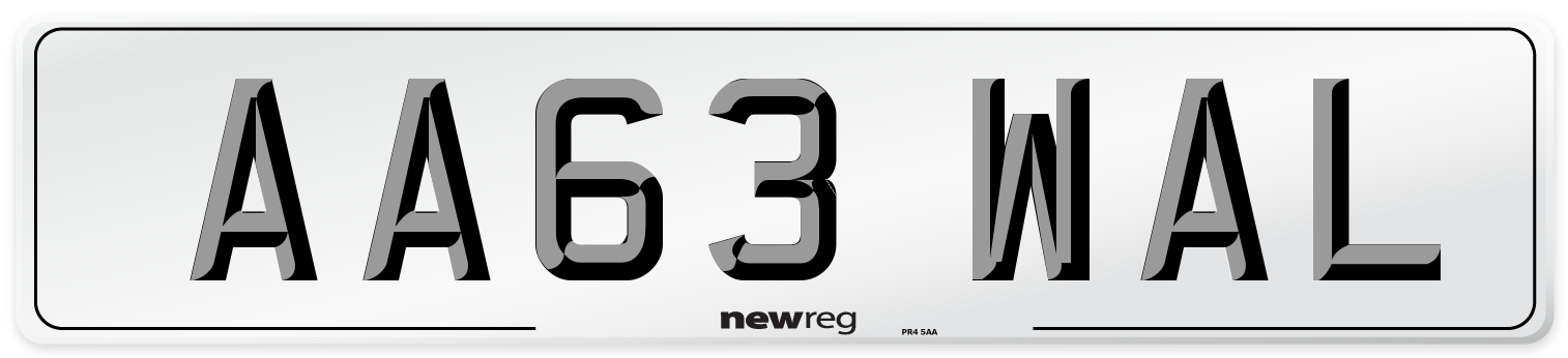 AA63 WAL Front Number Plate