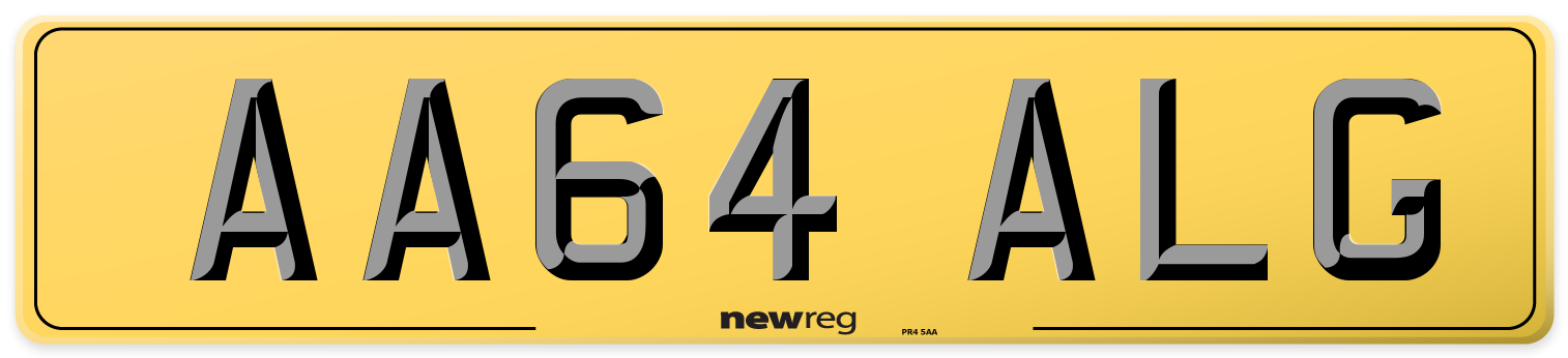 AA64 ALG Rear Number Plate