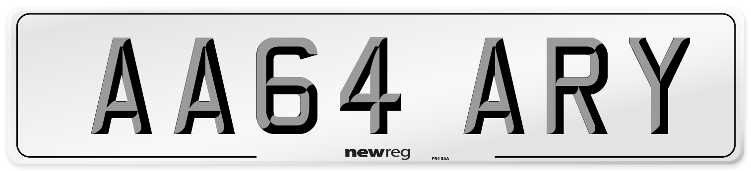 AA64 ARY Front Number Plate