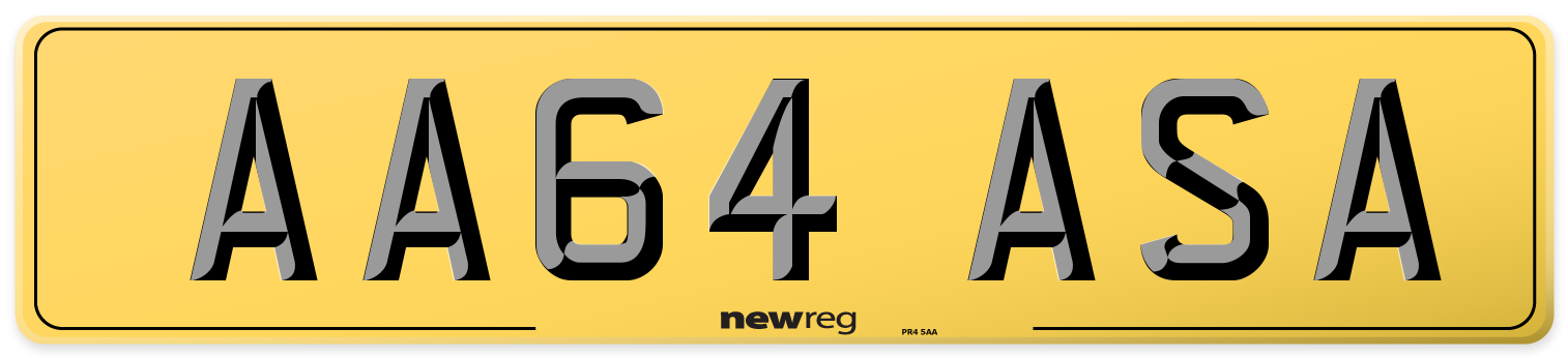 AA64 ASA Rear Number Plate