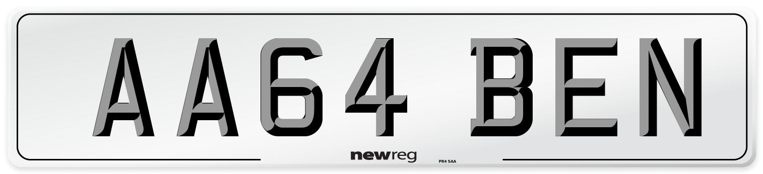 AA64 BEN Front Number Plate