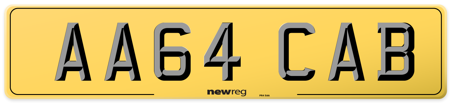 AA64 CAB Rear Number Plate