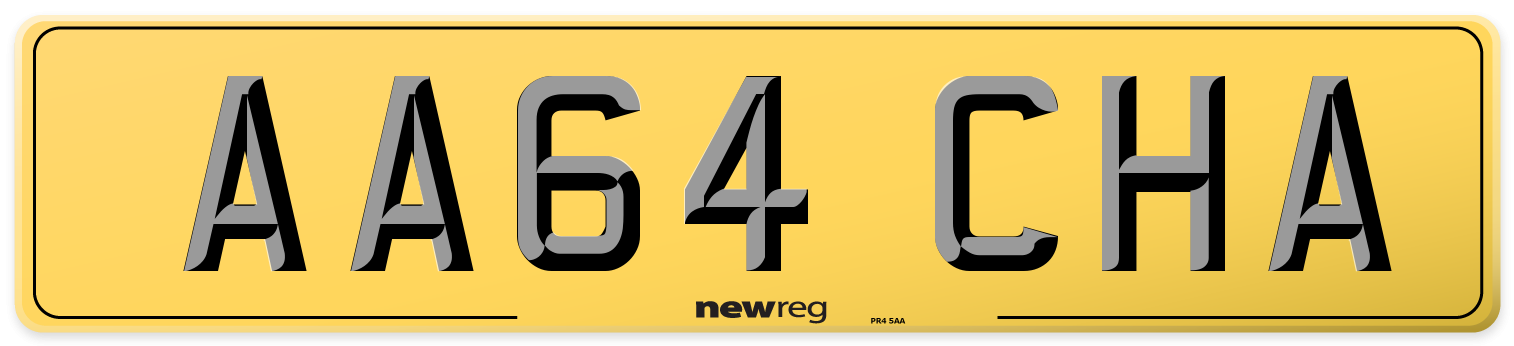 AA64 CHA Rear Number Plate
