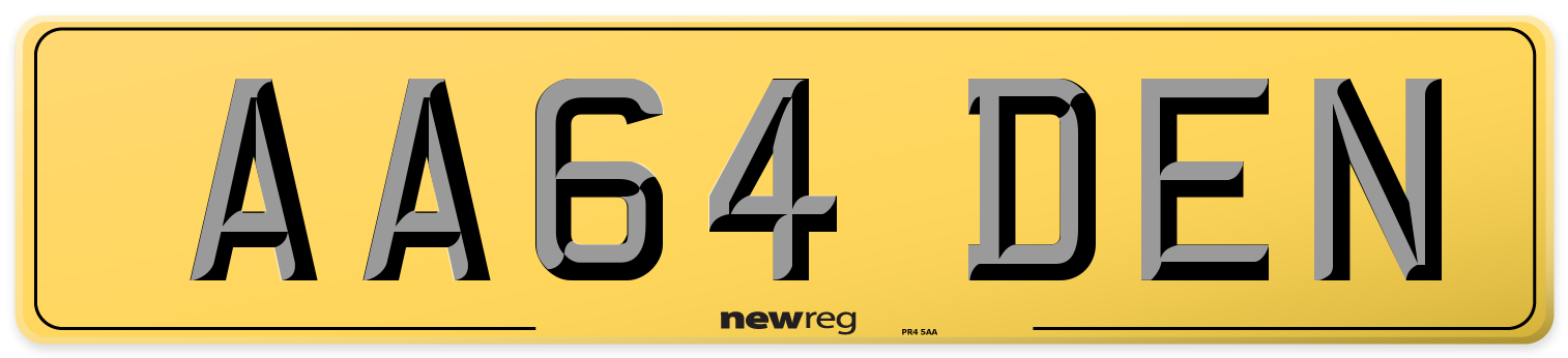 AA64 DEN Rear Number Plate