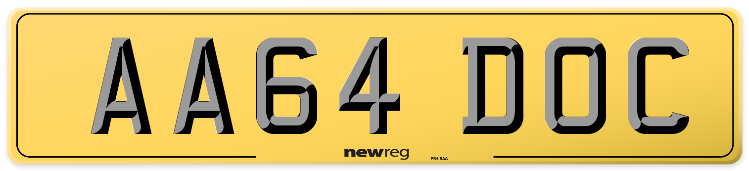 AA64 DOC Rear Number Plate