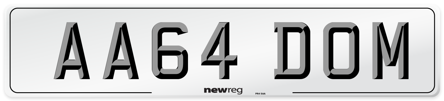 AA64 DOM Front Number Plate
